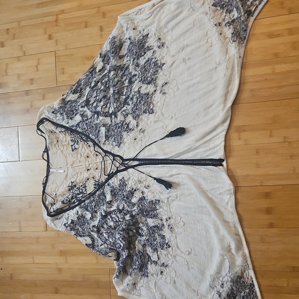 Free People Black and White Knit Coverup Top Plus Size